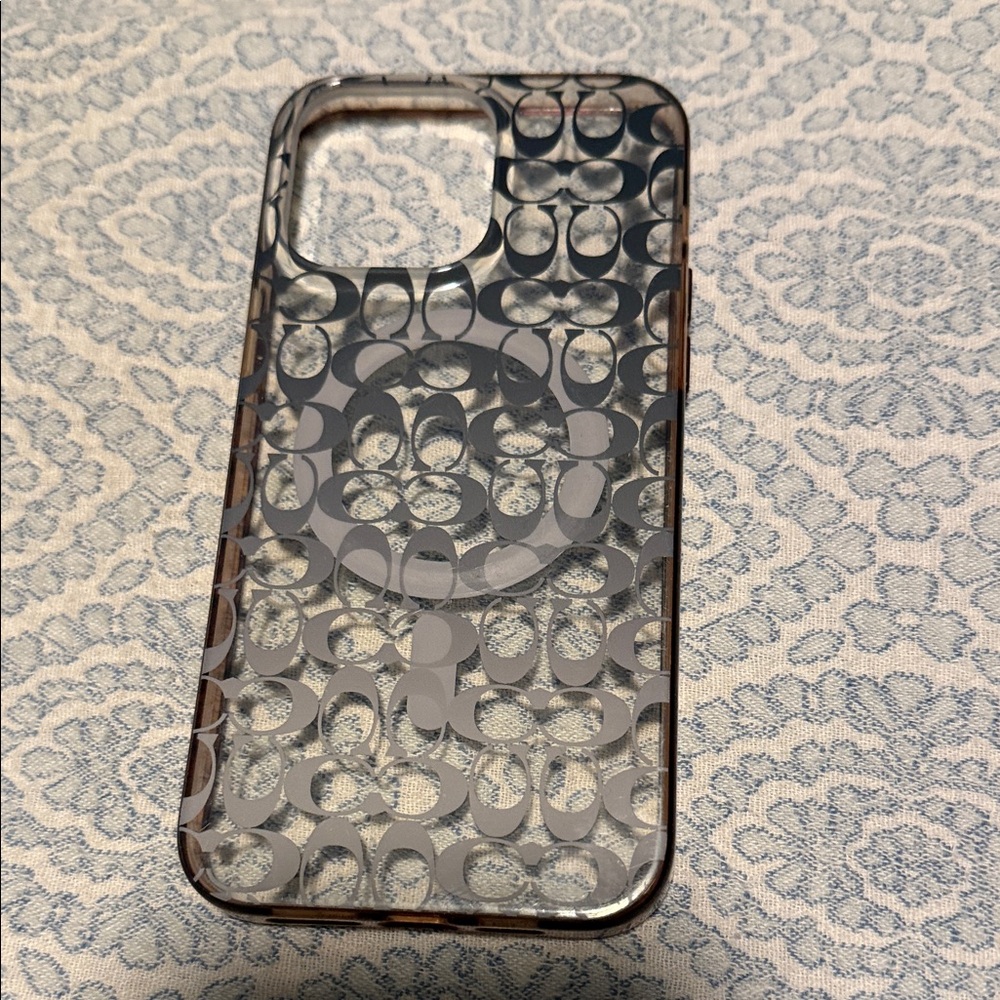 Coach Signature Pattern Phone Case - Black and Brown